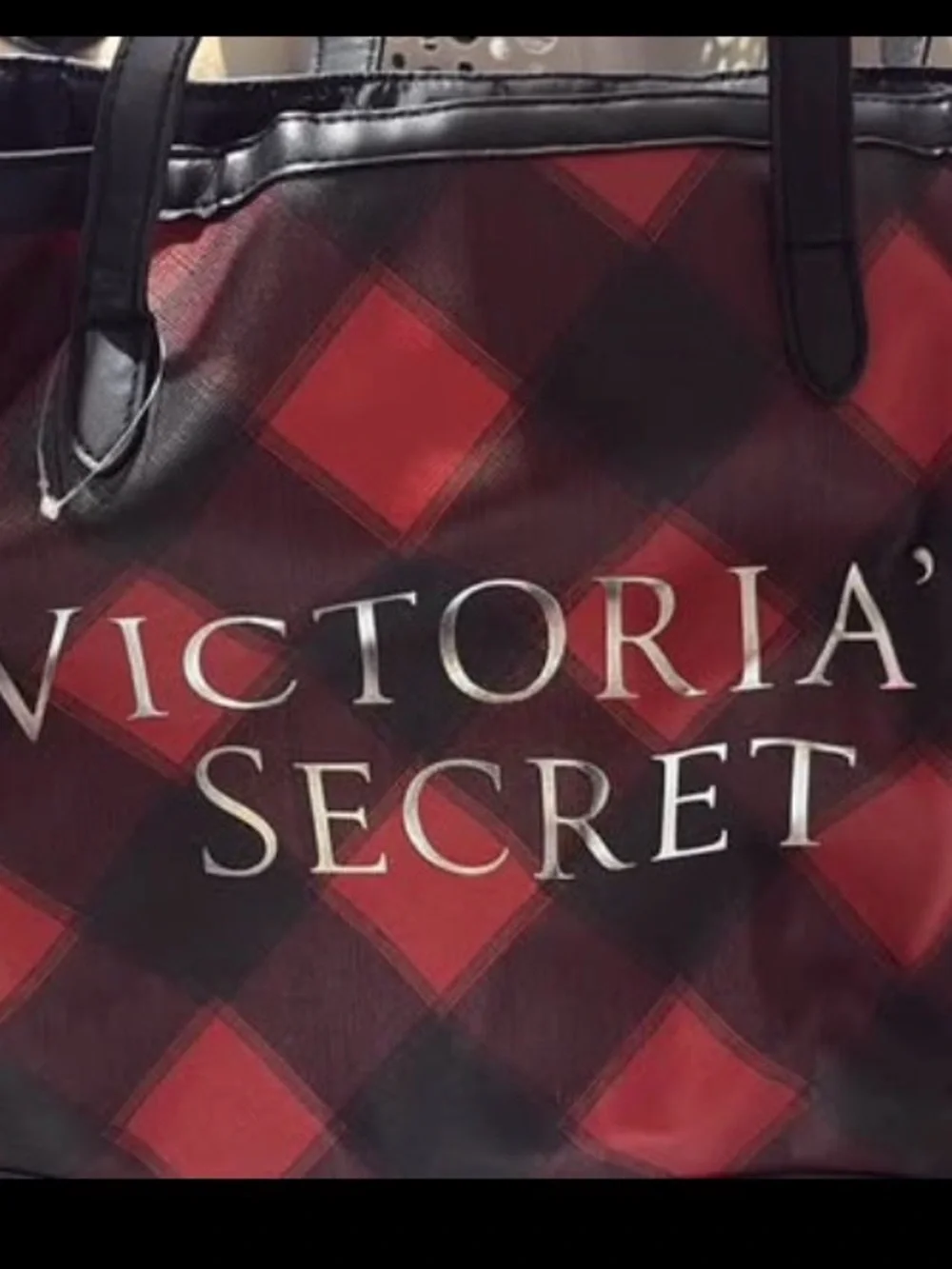 Victoria's Secret Red and Black Plaid Tote